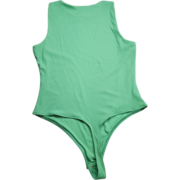 House of Harlow 1960 Green Ribbed Sleeveless Bodysuit Size Small - Picture 6 of 15